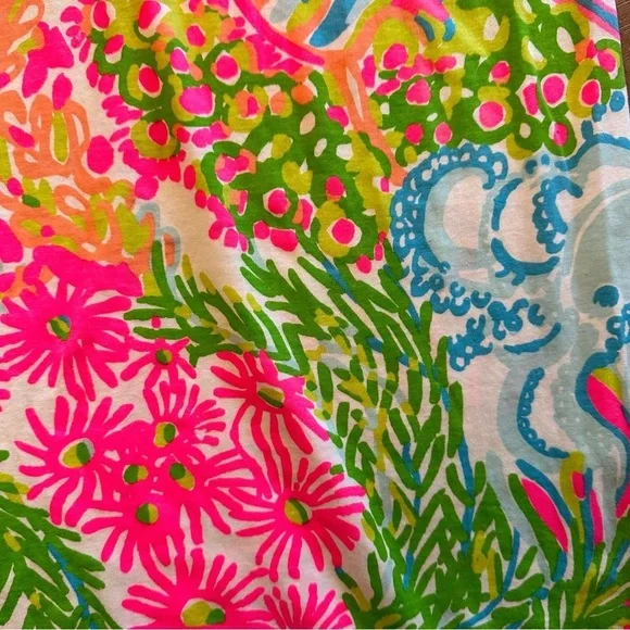 Lily Pulitzer Brewster Dress Coastal Neon Pink Green Sea Pattern Cotton Size XS - Picture 12 of 15
